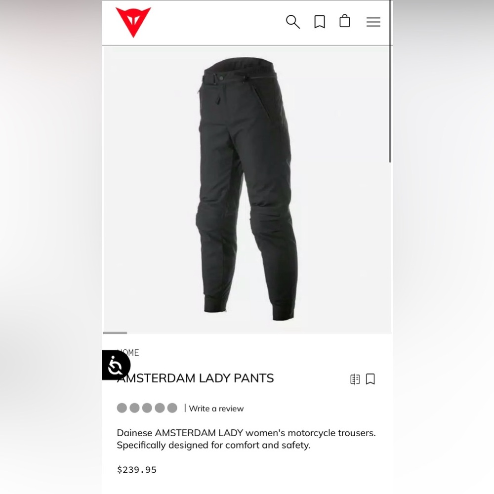 DAINESE AMSTERDAM LADY D-DRY PANTS BLACK 42